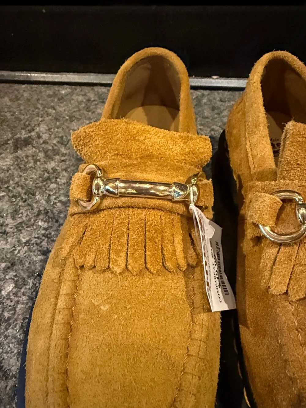 DR. MARTENS women’s Adrian Snaffle Tassel Mustard Suede Loafers - Picture 12 of 16